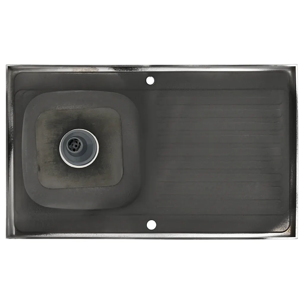 Lavello da Cucina con Scarico Argento 1000x600x155 mm Acciaio 147237