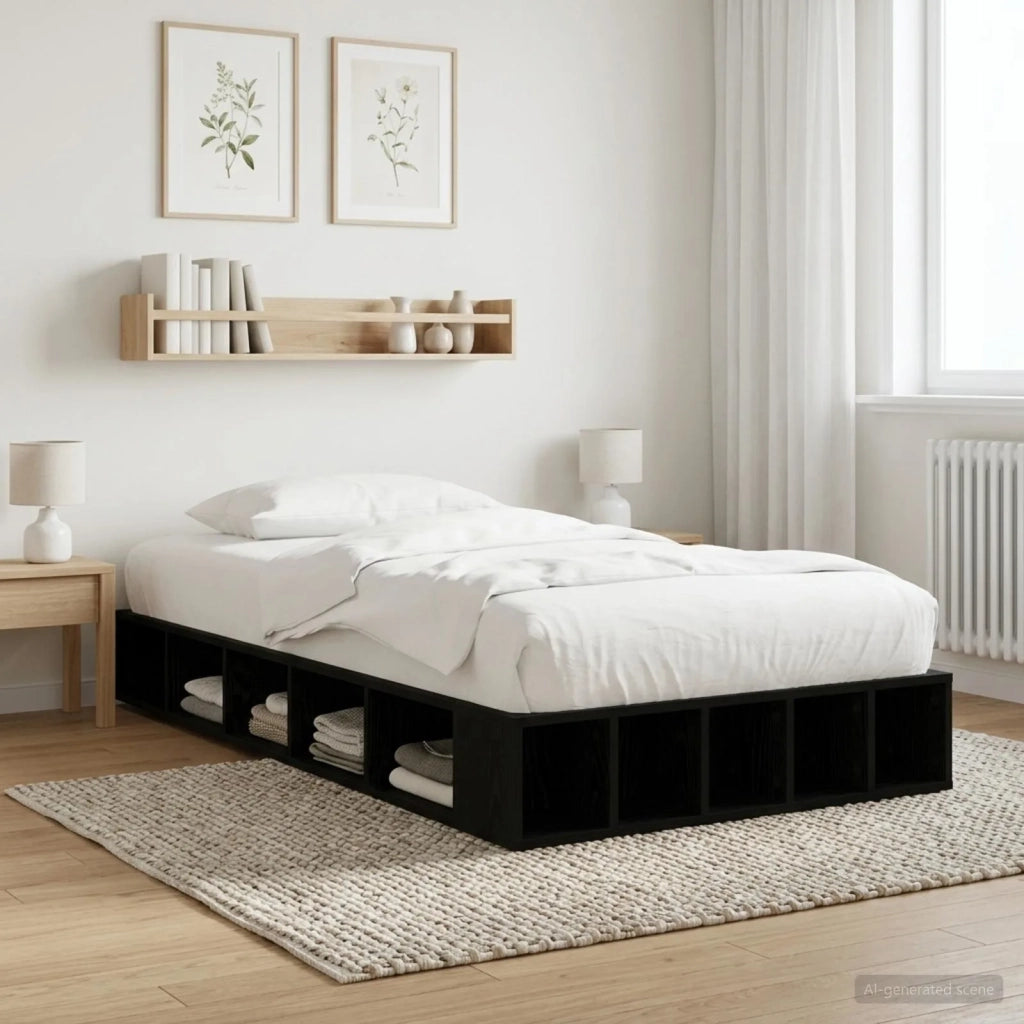 Telaio del letto con storage Rovere Nero 80 x 200 cm 3429555