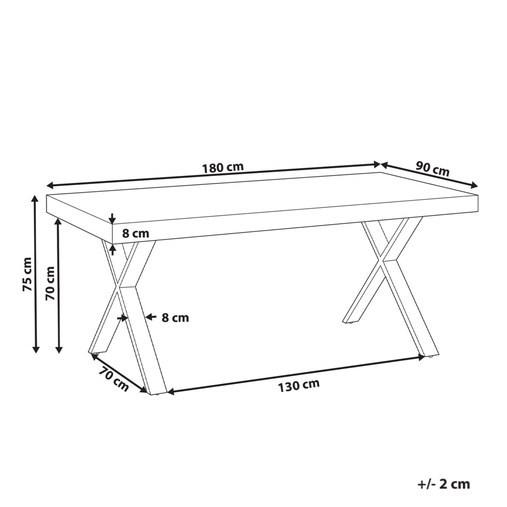 Tavolo da pranzo in legno di pino scuro MDF 180 x 90 cm Gambe stabili in metallo nero Sala da pranzo Soggiorno Stile industriale
