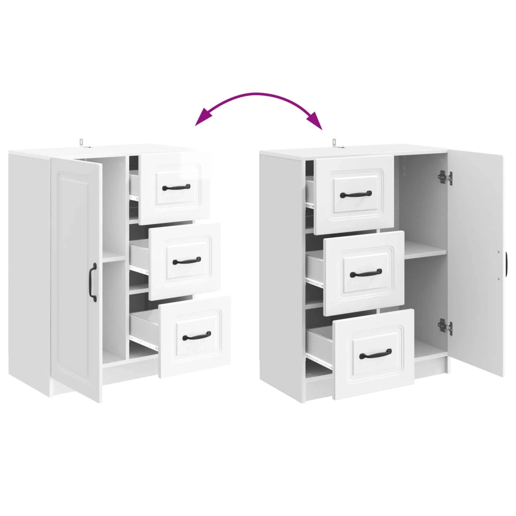 Credenza Bianco Lucido 66 x 34,5 x 87 cm Legno ingegnerizzato