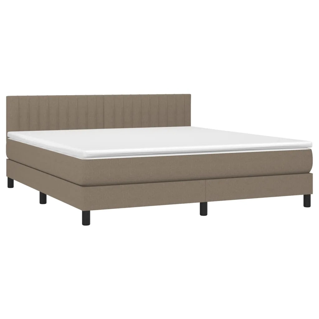 Letto a Molle con Materasso e LED Tortora 160x200 cm in Tessuto 3133329