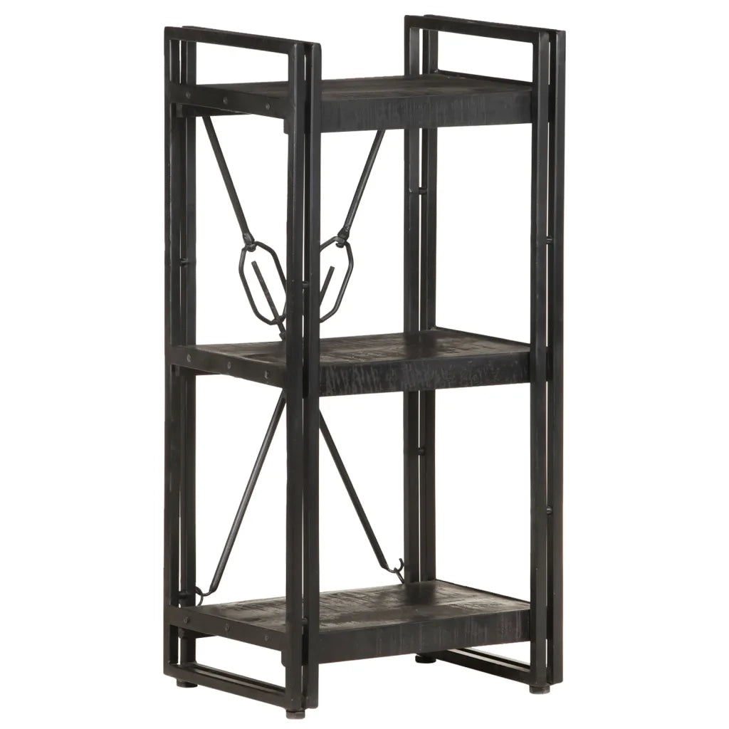 Libreria a 3 Ripiani 40x30x80cm Nero in Legno Massello di Mango 320625