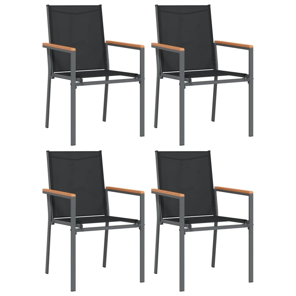 Set da Pranzo da Giardino 5 pz Nero in Textilene e Acciaio 3187042