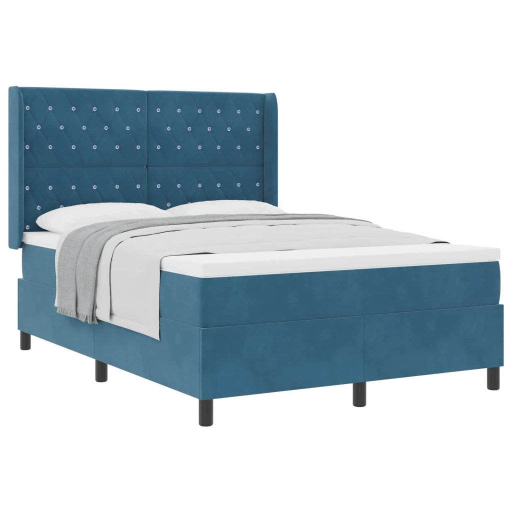 Letto a molle con materasso Blu 140 x 190 cm Velluto 3341952