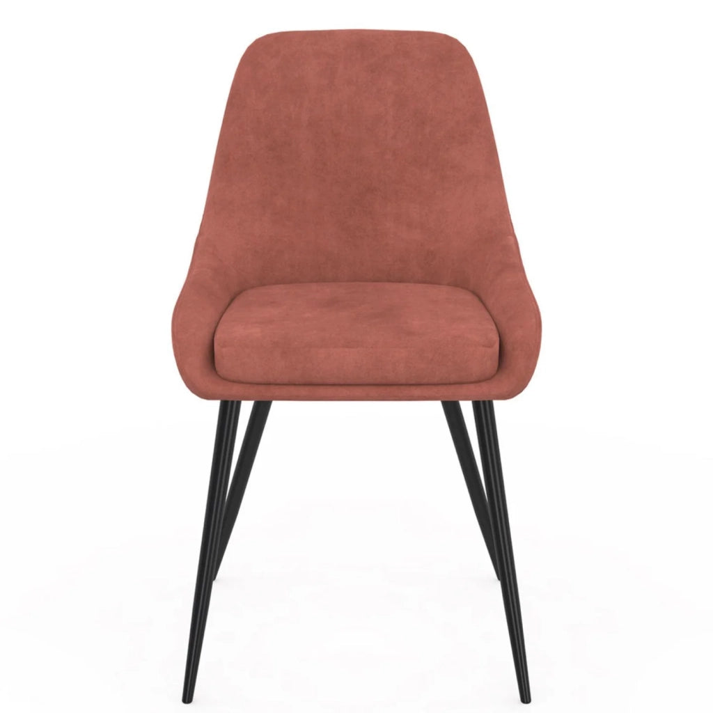 IDMarket - Set di 4 sedie THALYA in velluto terracotta con braccioli