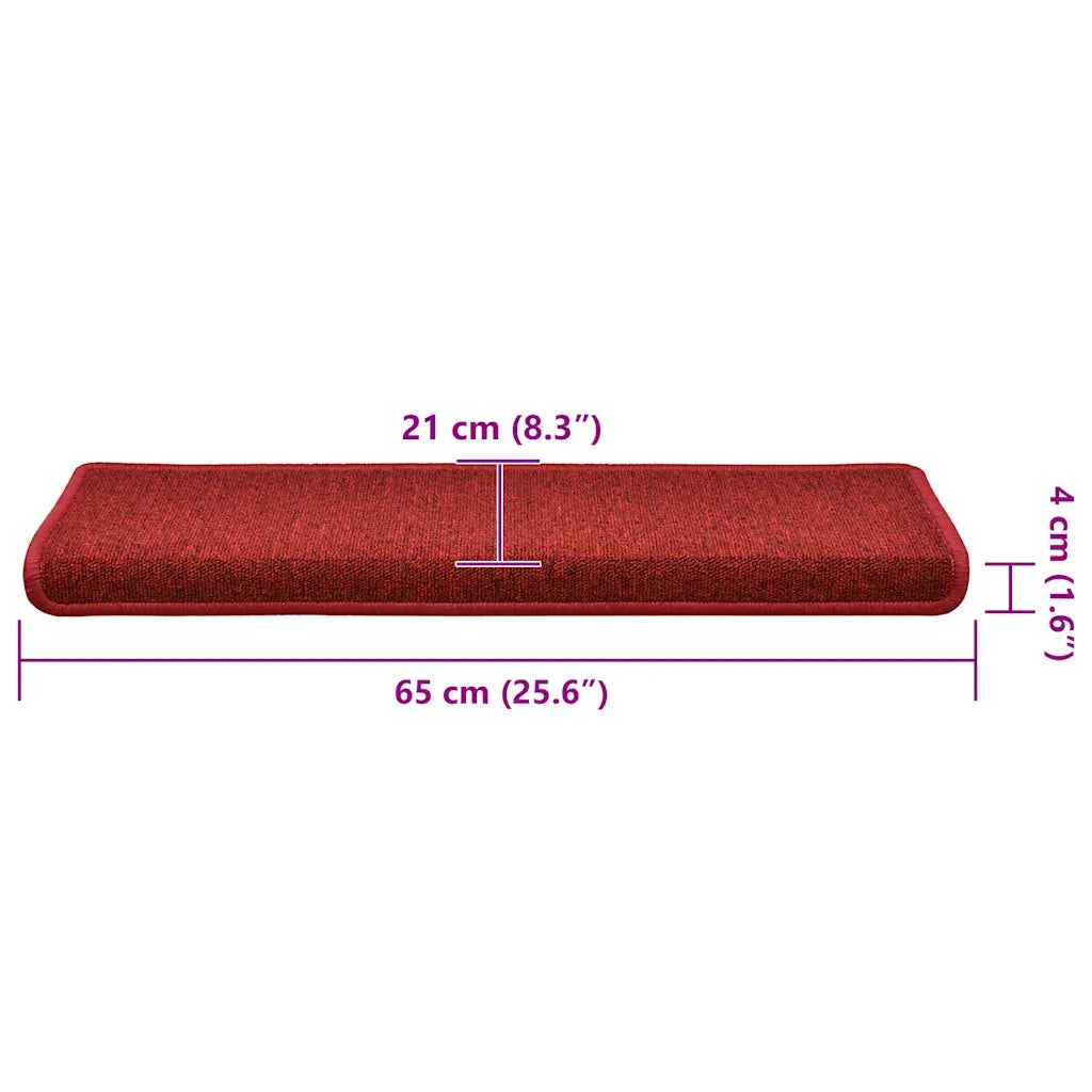 Tappetini per scale 30 pz | Gradini per Scale 65x21x4 cm Rossi rettangolare