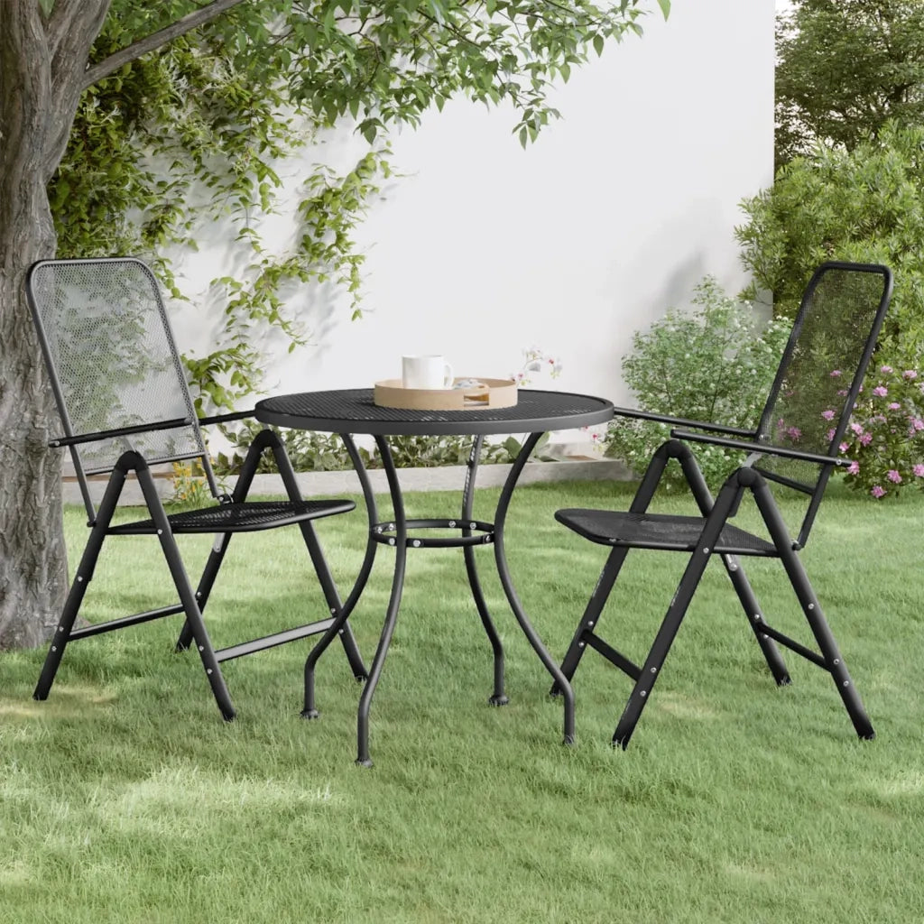 Tavolo da Giardino Ã˜80x72 cm Rete Metallica Espansa Antracite cod mxl 34473