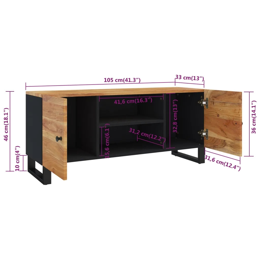 Mobile Porta TV 105x33x46 cm in Legno Massello di Acacia cod mxl 16597
