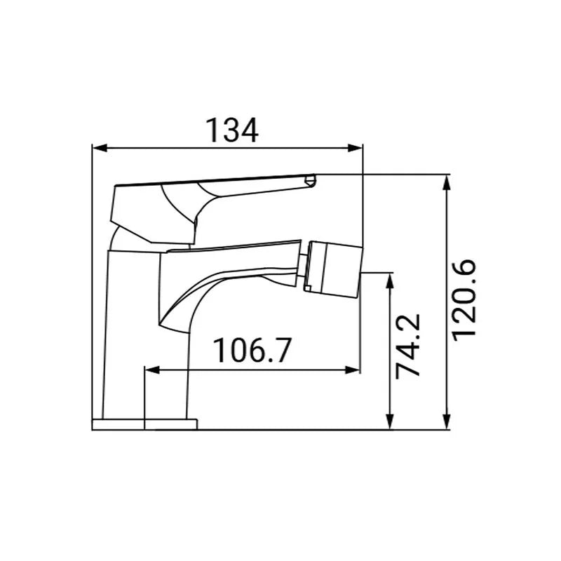 Miscelatore bidet cromato con leva in metallo - Serie Eureka