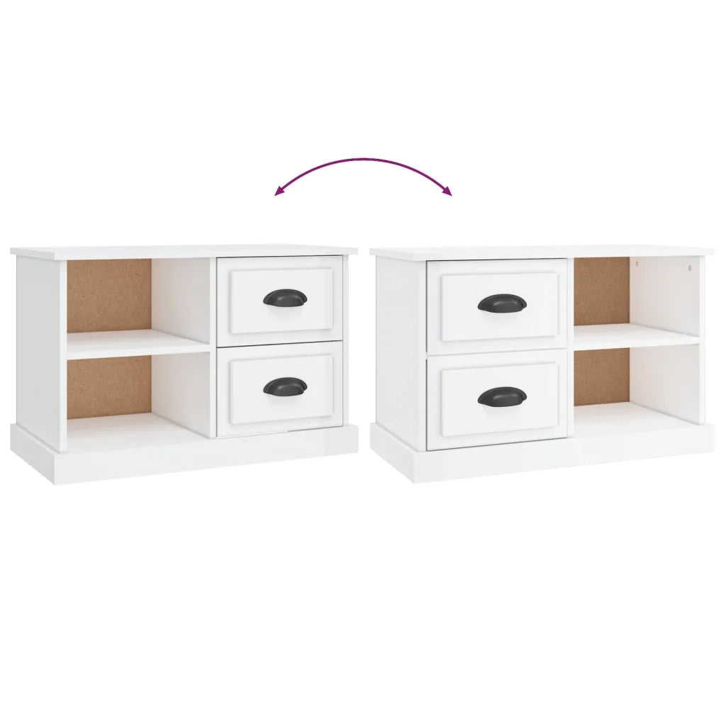 Mobile Porta TV Bianco Lucido 73x35,5x47,5 cm Legno Multistrato