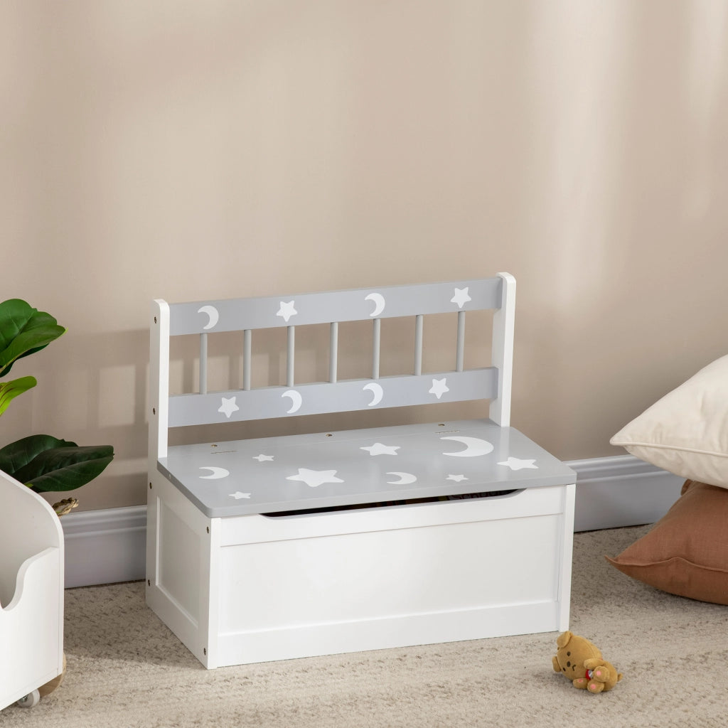 Banco con cassetti per bambini ¨C zephmum ¨C grigio e bianco 60x30x50 cm