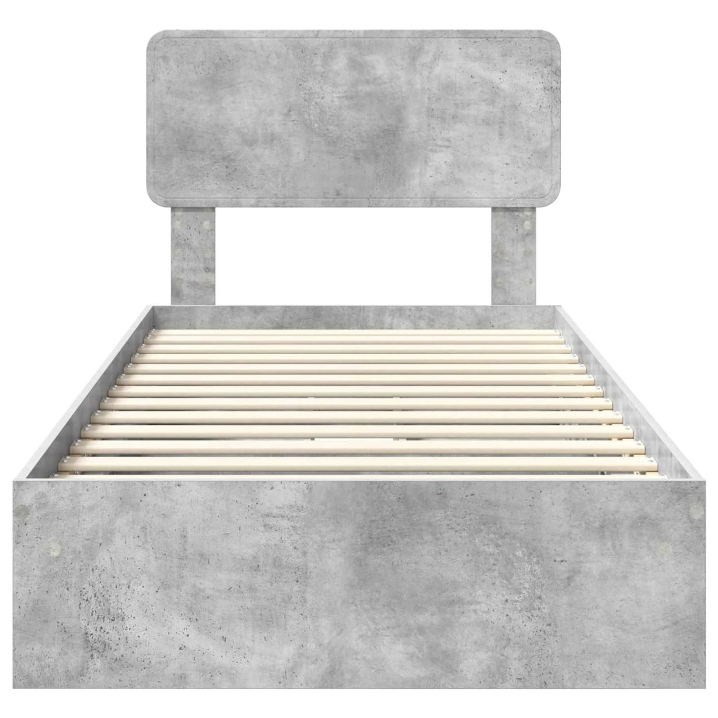 Letto con Contenitore con testiera Grigio cemento 90 x 190 cm