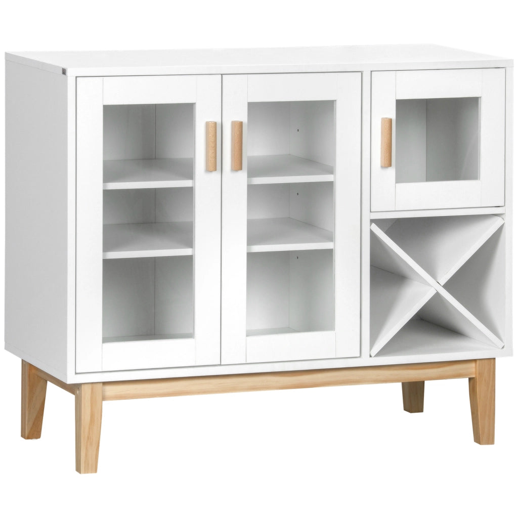 Tavolo da cucina con vetro e portabottiglie ¨C zephmum ¨C Bianco 90x37x75 cm