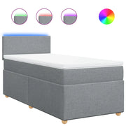 Letto singolo | Letto per adulti | Giroletto a Molle con Materasso Grigio Chiaro 80x200 cm Tessuto