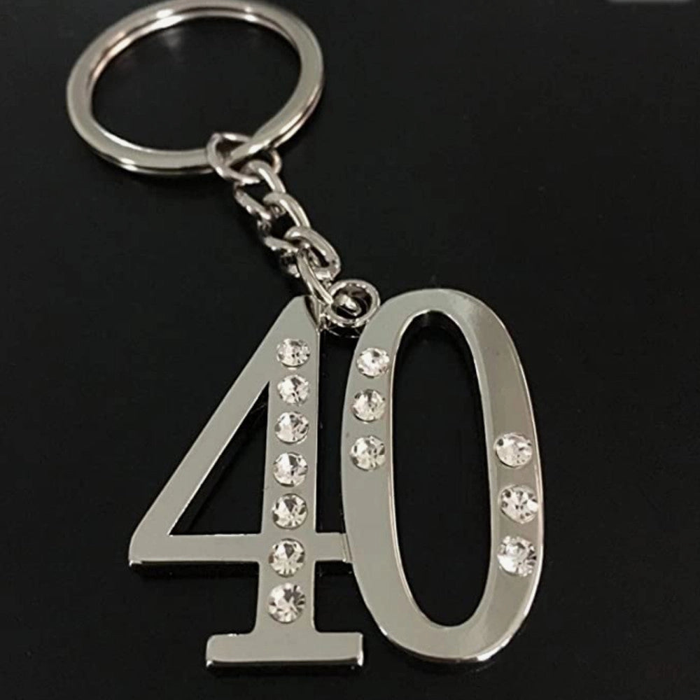 Trade Shop - 12 Portachiavi Porta Chiave Con Numero 40 Bomboniere Confetti Per Compleanno -