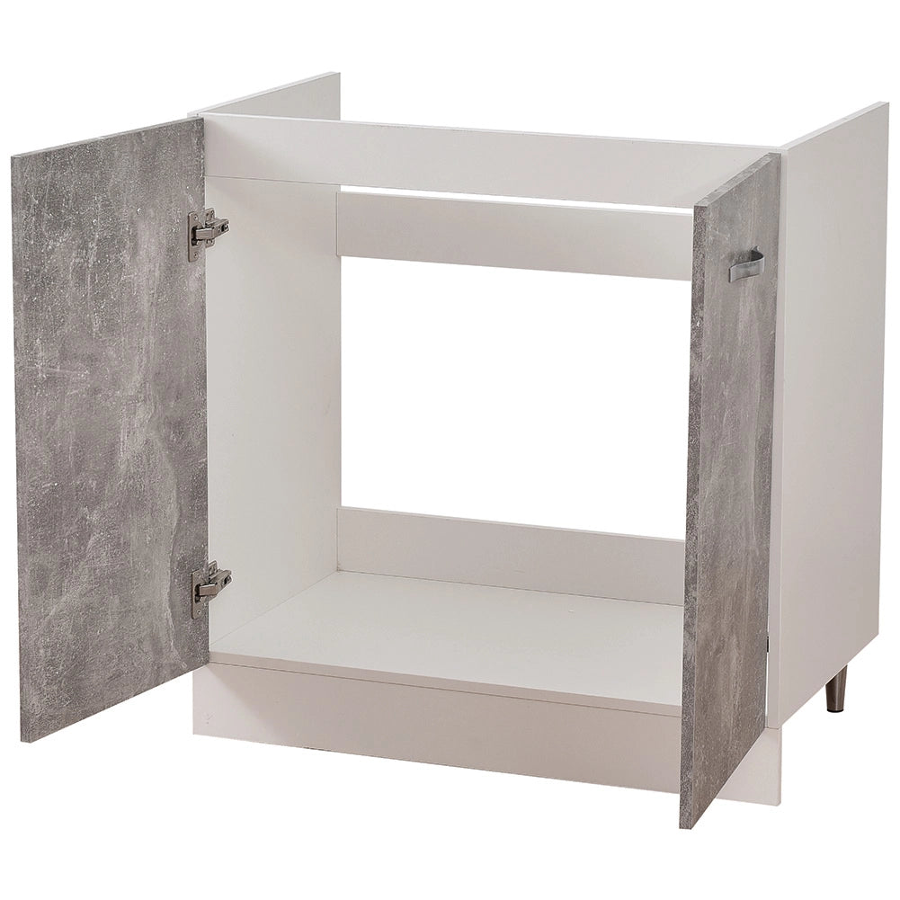 Mobile Cucina Sottolavello Componibile in Legno Colore Grigio con 2 Ante 80cm