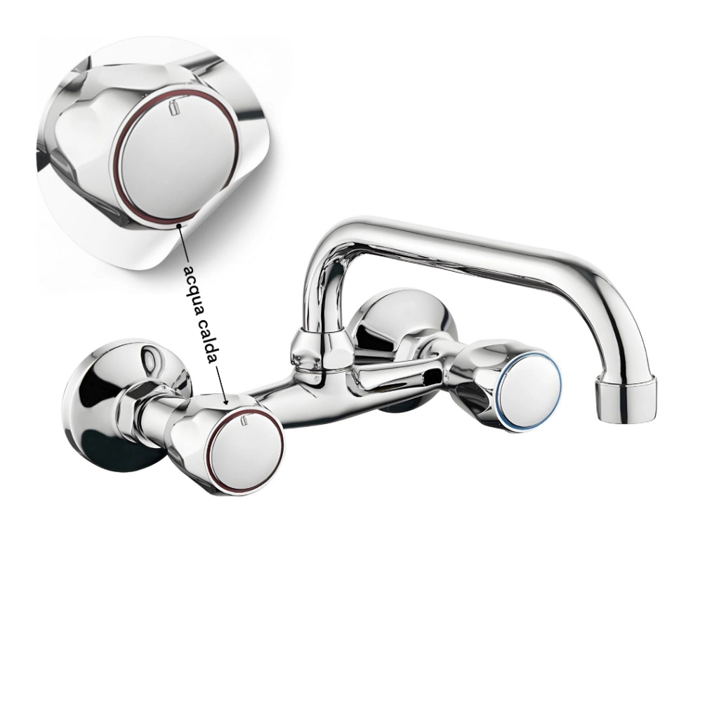 Rubinetto a muro up canna alta in ottone cucina con erogazione orientabile *** confezione 1