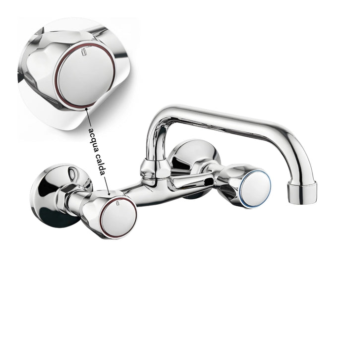 Rubinetto a muro up canna alta in ottone cucina con erogazione orientabile *** confezione 1