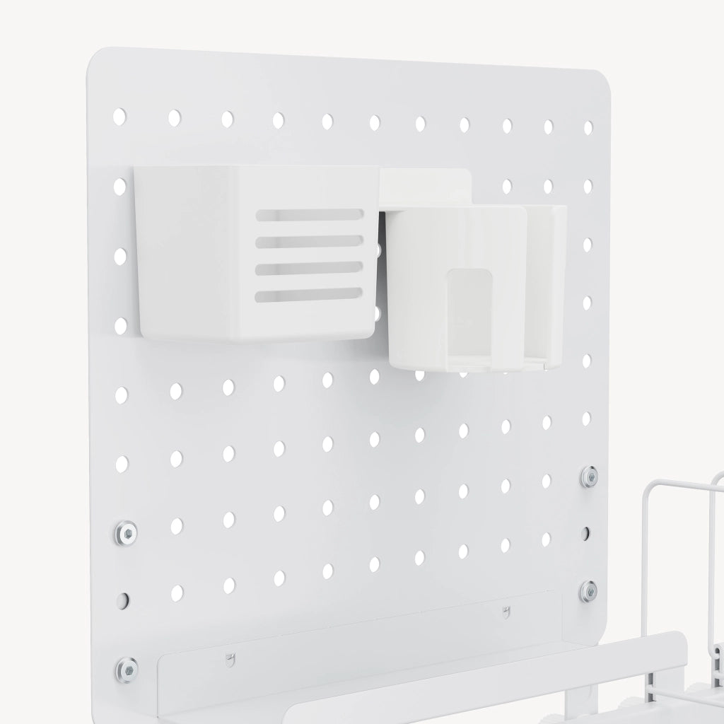 Organizzatore da Scrivania Sauda con Pegboard Pannello Forato 50 x 50 cm - Bianco [en.casa]