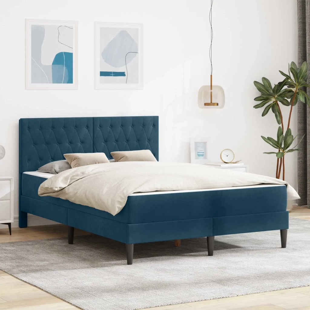 Struttura letto con materasso-Giroletto Blu 120 x 200 cm Velluto 362339