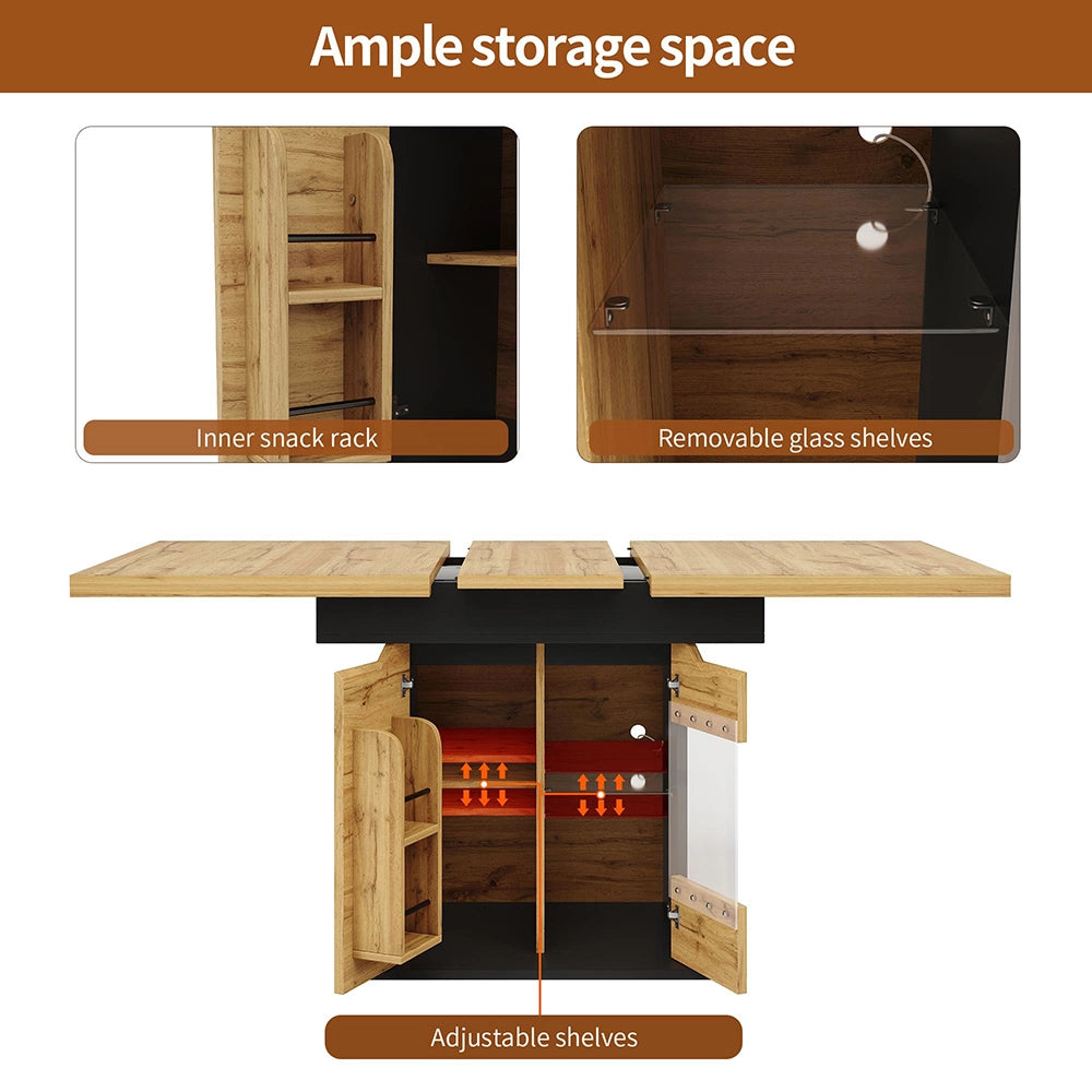 Tavolo estensibile - Xylo - 110-140x80cm con LED e ripiano snack
