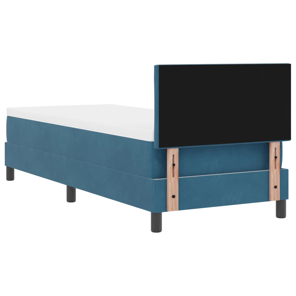 Letto Box Spring con Materasso Blu Scuro 80x200 cm in Velluto