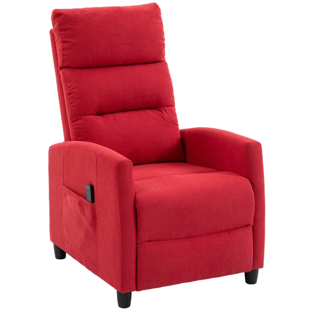 Poltrona Massaggiante  66x91x108 cm Reclinabile a 160° con Poggiapiedi e Telecomando in Ciniglia Rosso Vino