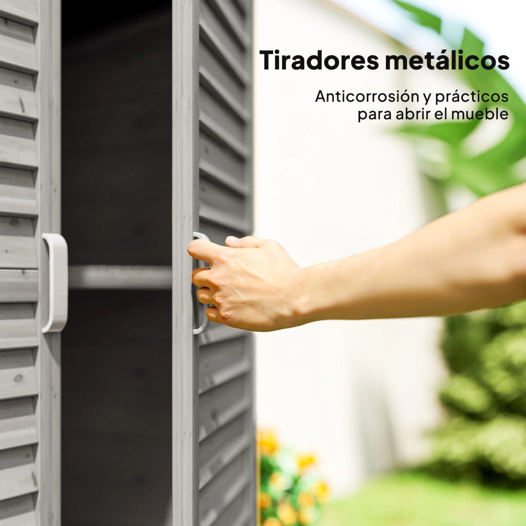 Casetta da Giardino in Legno con Ripiani ¨C Zephmum ¨C Grigio 87x46.5x96.5 cm