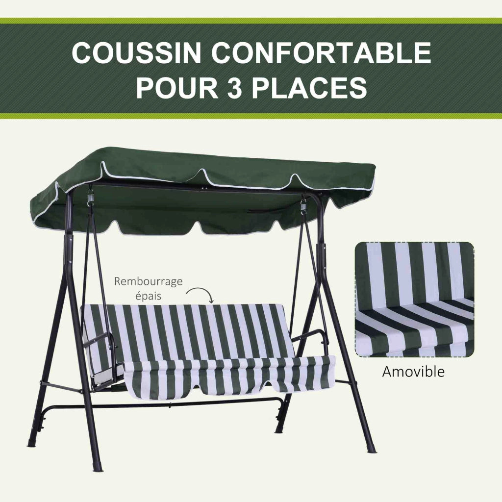 Amaca da giardino 3 posti con cuscini ¨C zephmum ¨C nero, verde, acciaio