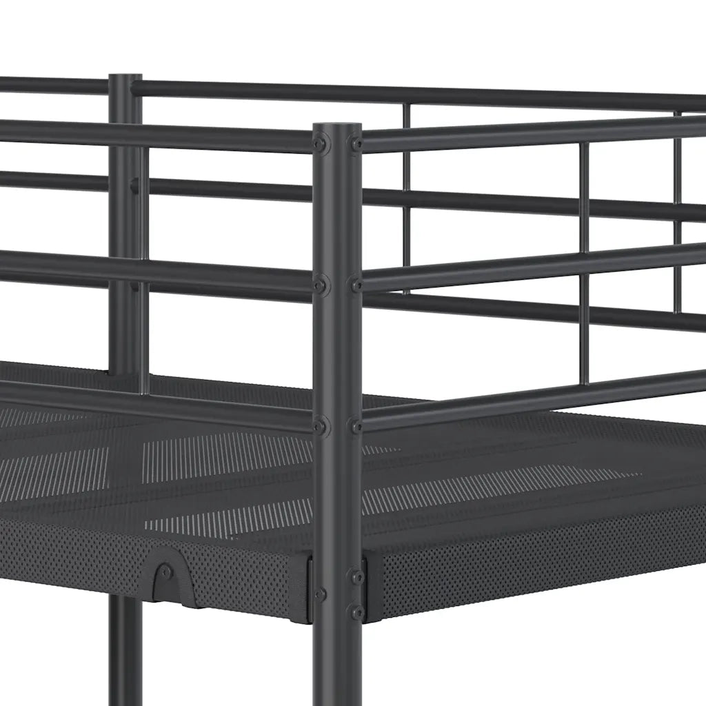 Letto a Castello senza Materasso Nero 100x190 cm in Acciaio 42000323