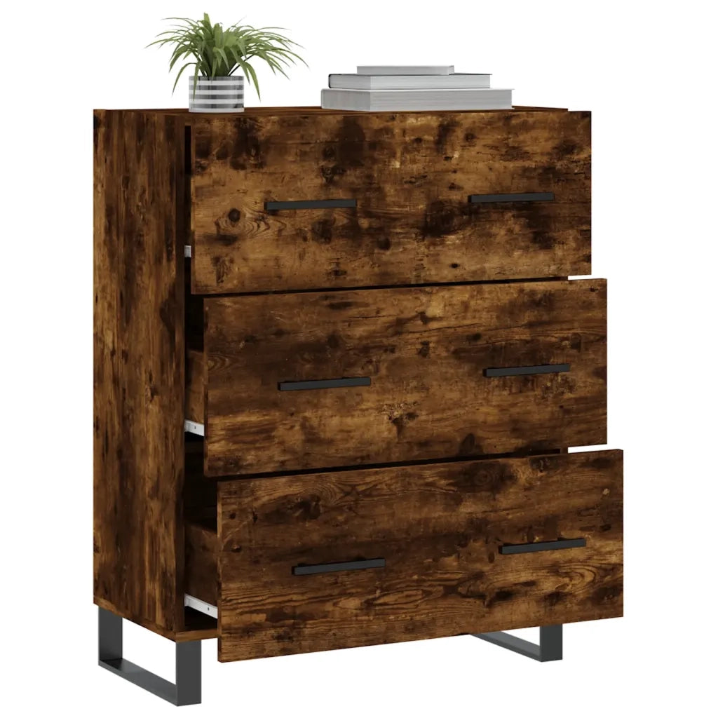 Credenza Rovere Fumo 69,5x34x90 cm in Legno Multistrato 827881