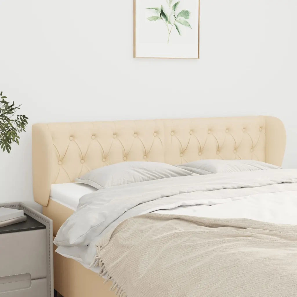 Testiera ad Orecchio Crema 163x23x78/88 cm in Tessuto 3117491