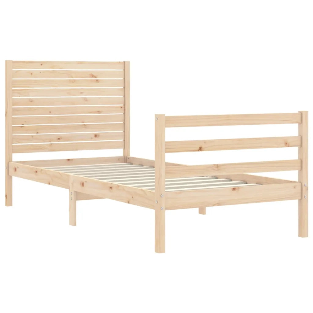 Giroletto con Testiera Single-Struttura Letto in Legno Massello 876964