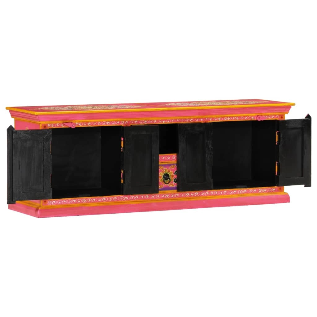 Mobile TV multimediale scaffale TV mobile TV sala da pranzo soggiorno camera da letto rosa 110 x 30 x 40 cm legno massello di mango rosa 02_0028289