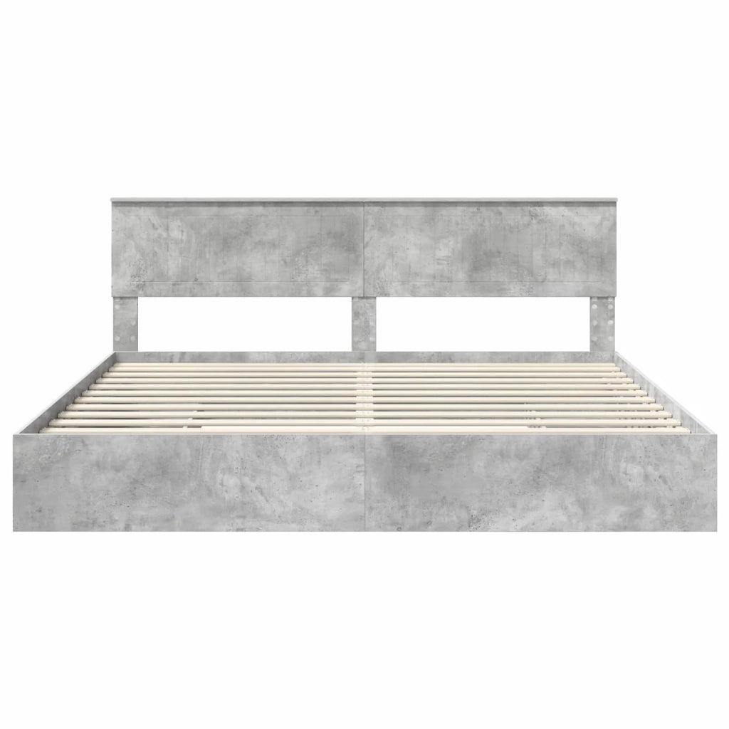 Letto con Contenitore con testiera Grigio cemento 200 x 200 cm 3410766