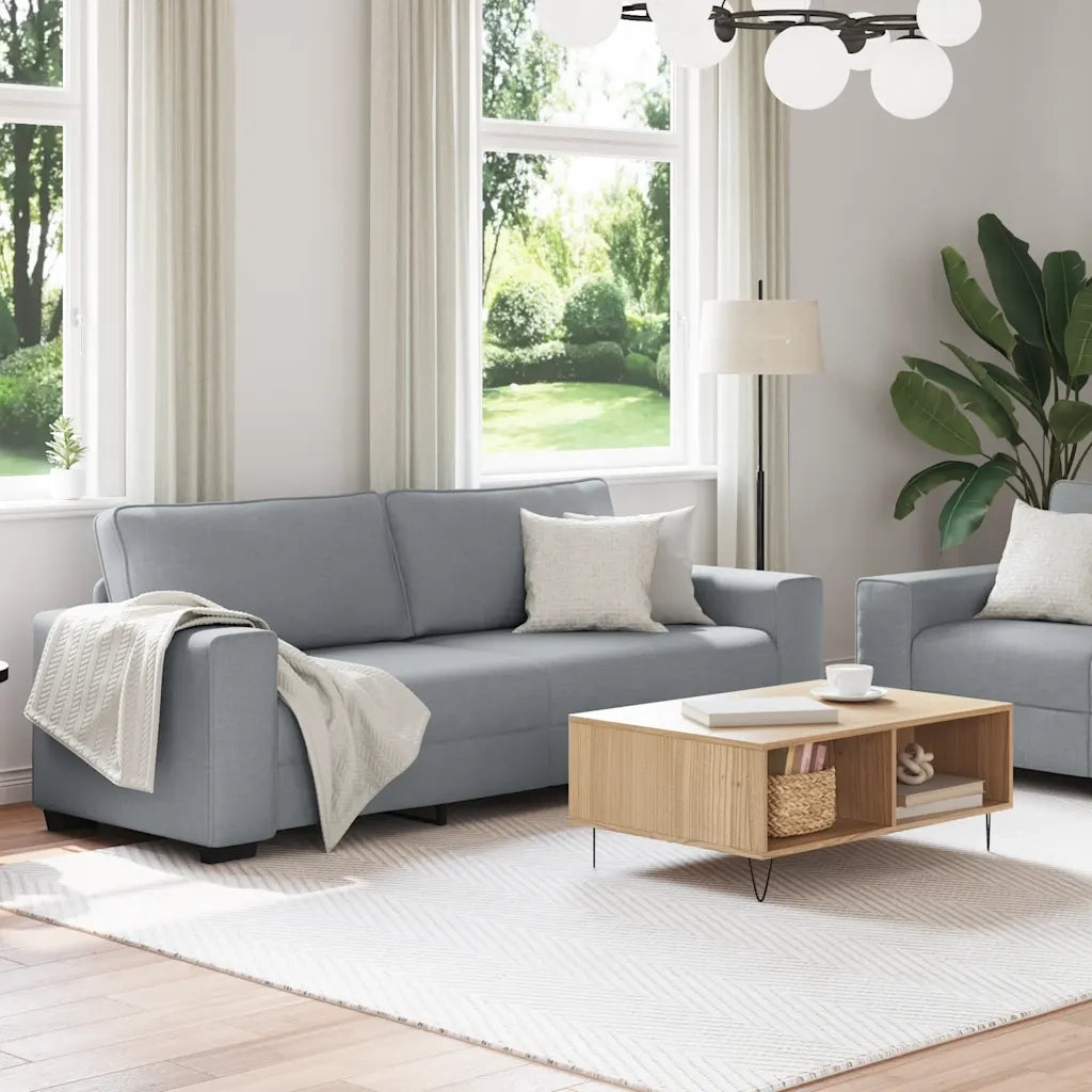 Set di Divani 2 pz con Cuscini Grigio Chiaro in Tessuto 3324731