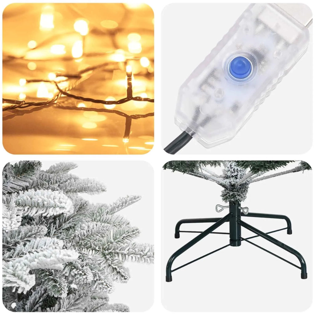 Albero di Natale Artificiale con Rami Pieghevoli 120 cm 150 LED 3465477