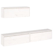 Set Mobile TV 3 pz | Armadietto TV | Mobile Porta TV bianco in legno massello di pino