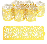 Illuminabili per Tavolo - 50 Pezzi - Carta Oro - Stile Moderno - Candelabra LED - Diametro Interno 3,8 cm - Foglie di Legno - Candelabri per Tavolo