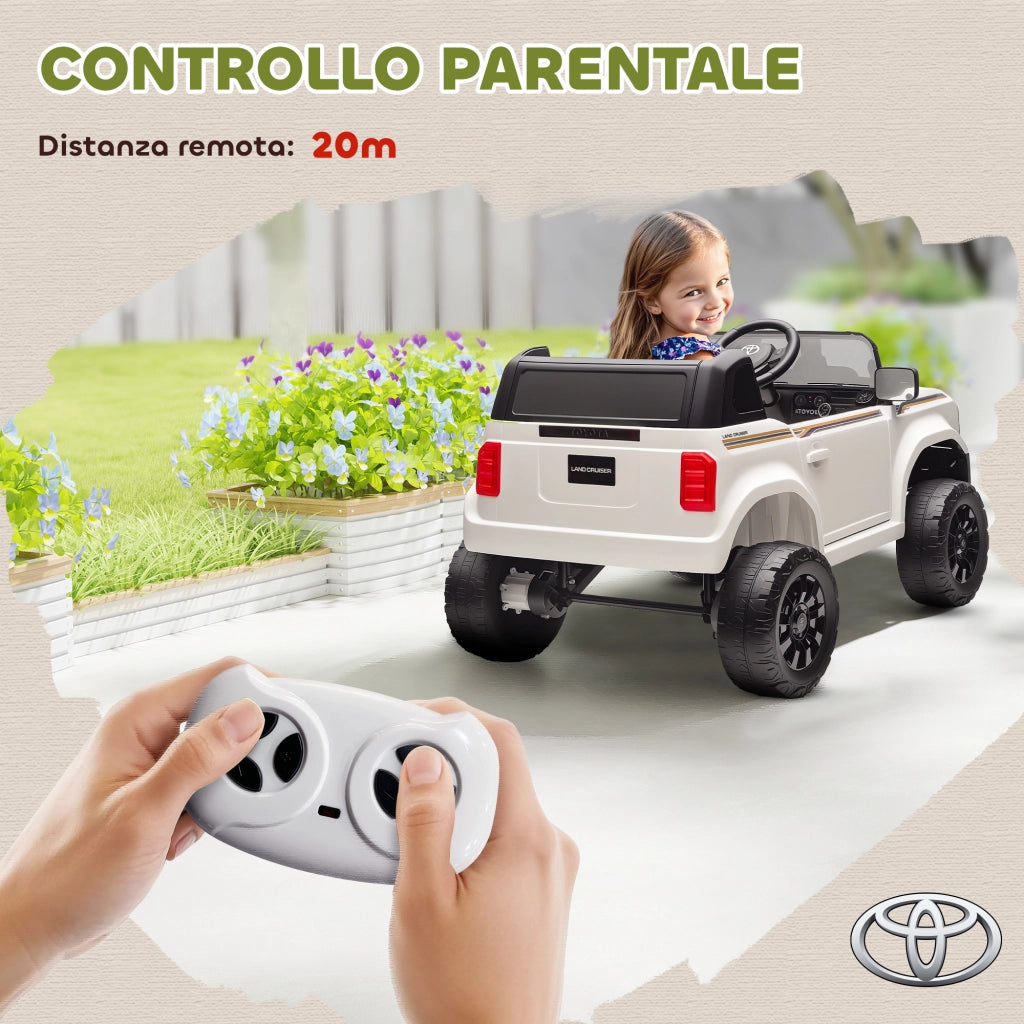 Auto Elettrica per Bambini TOYOTA Land Cruiser 12V con Telecomando, Et¨¤ 3-6 Anni, Bianco