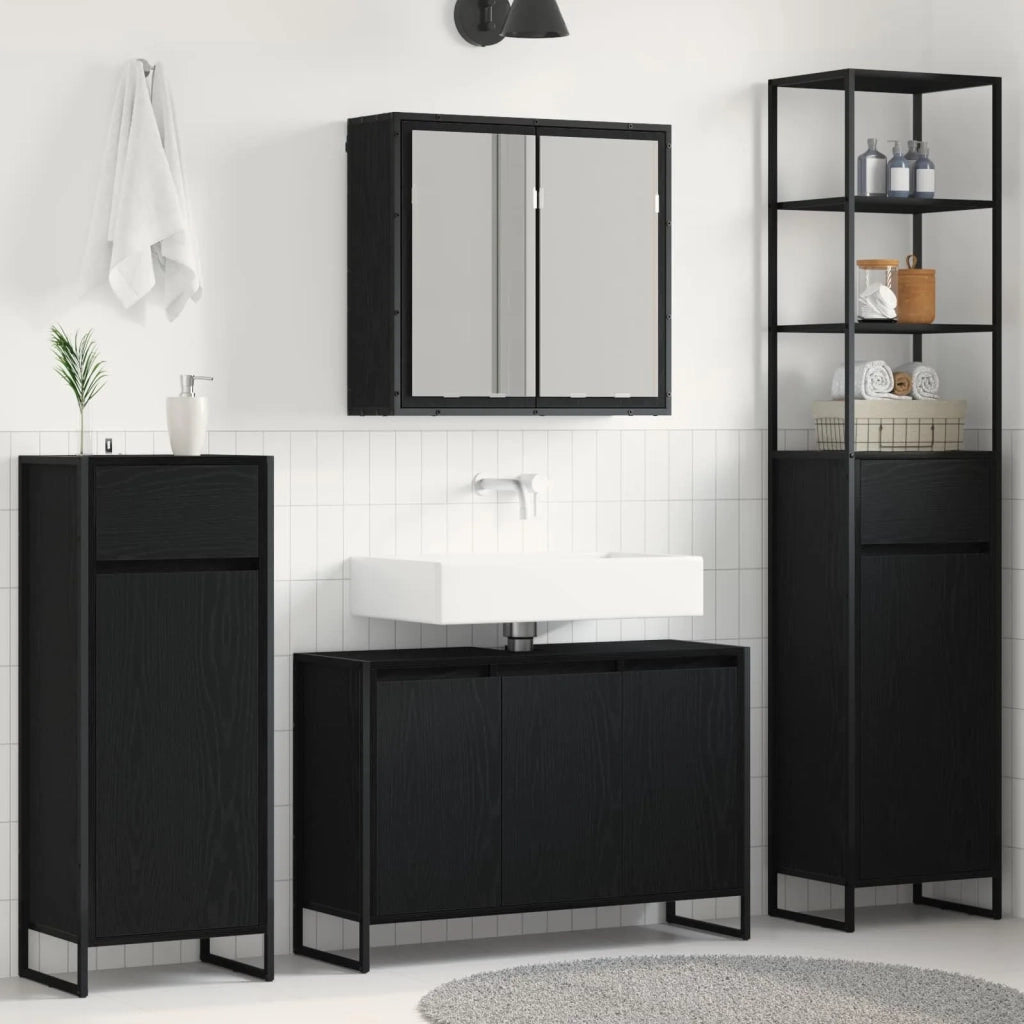 Set di mobili per il bagno Rovere Nero Legno multistrato