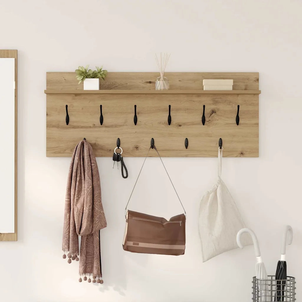 vidaXL Appendiabiti a muro rovere artigianale Legno multistrato