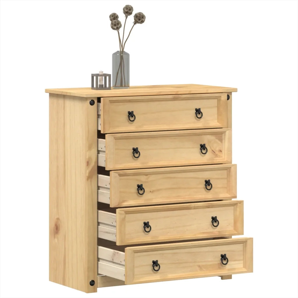 Cassettiera Corona 80x40x89 cm in Legno Massello di Pino 4005673