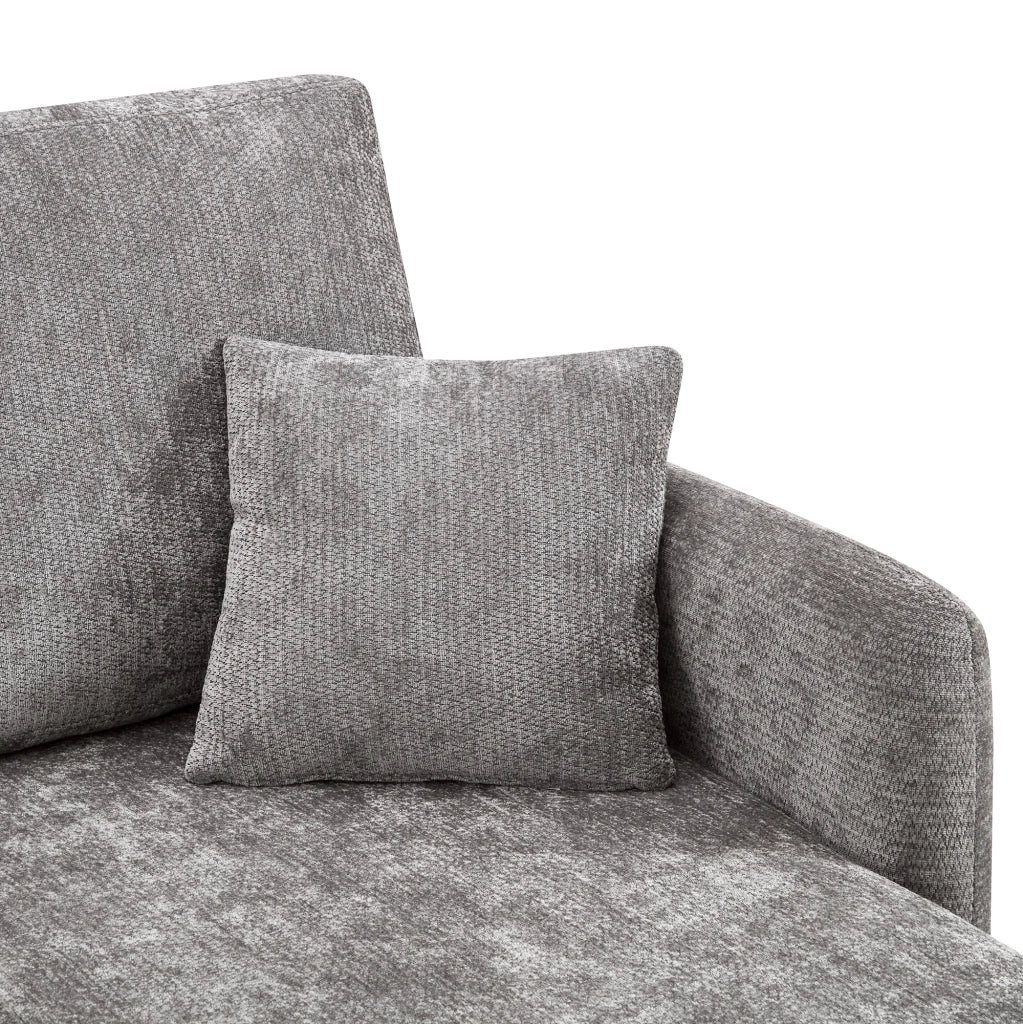Divano angolare 3 posti - con area relax e 2 cuscini - in chenille grigio