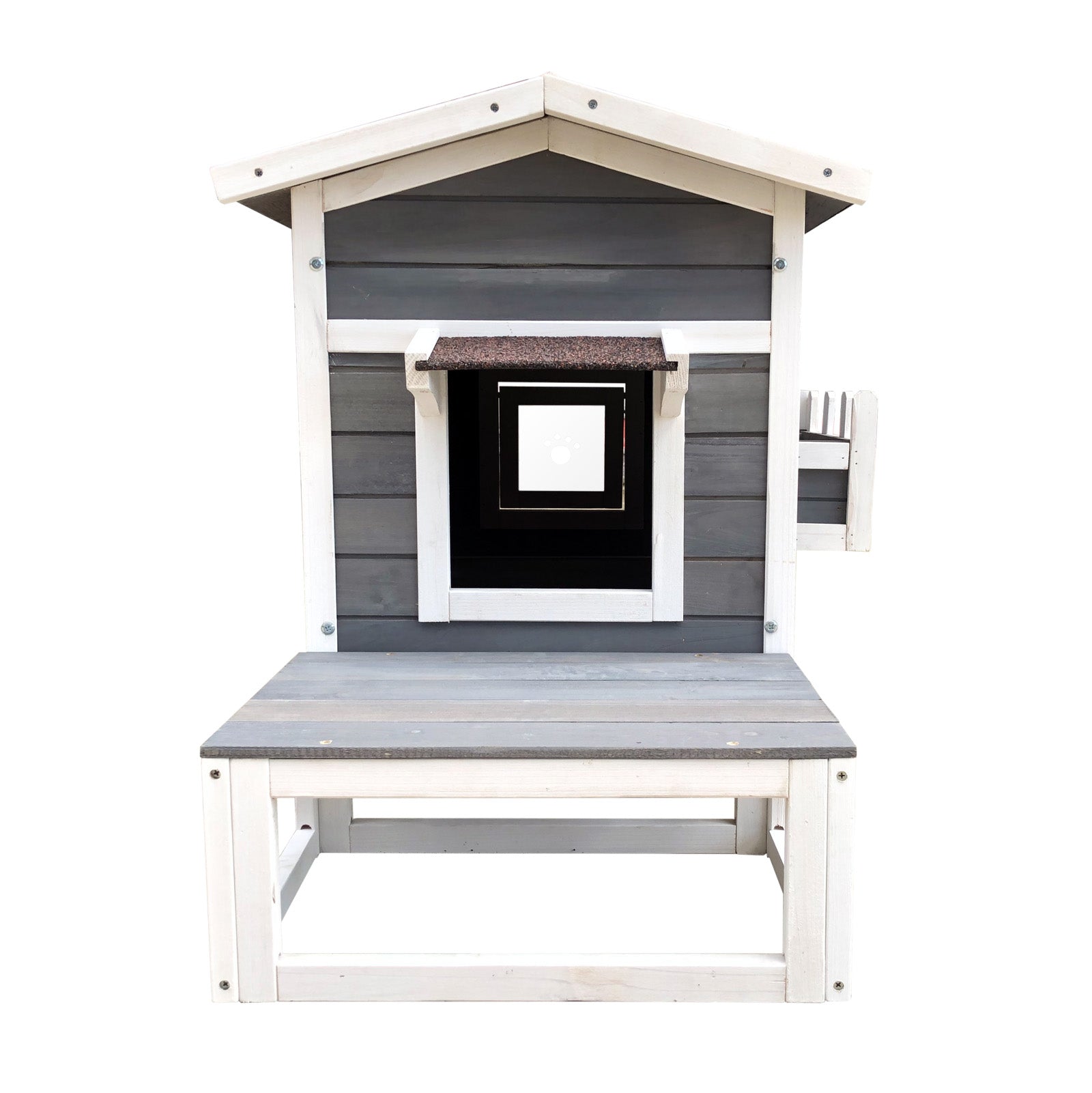 Cuccia in legno rialzata gatto 58 x 73,6 x 104,9 cm casa casetta per gatti