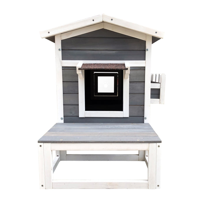 Cuccia in legno rialzata gatto 58 x 73,6 x 104,9 cm casa casetta per gatti