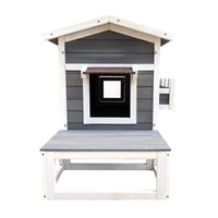 Cuccia in legno rialzata gatto 58 x 73,6 x 104,9 cm casa casetta per gatti