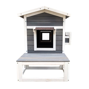 Cuccia in legno rialzata gatto 58 x 73,6 x 104,9 cm casa casetta per gatti