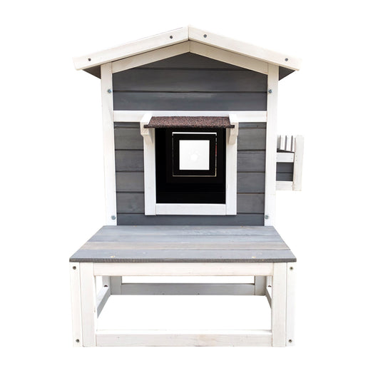 Cuccia in legno rialzata gatto 58 x 73,6 x 104,9 cm casa casetta per gatti