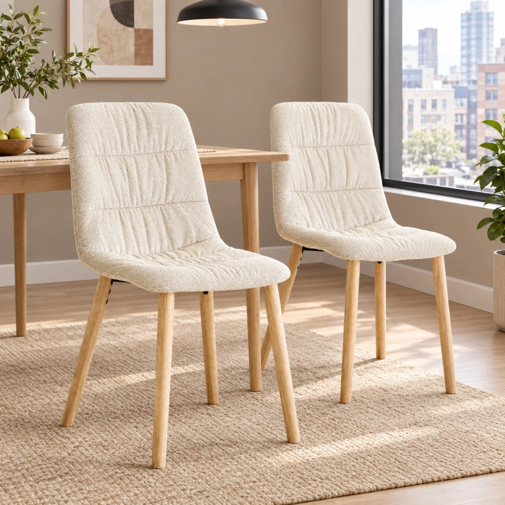 Sedia da pranzo 88 cm bianca in tessuto, set da 2, stile nordico per cucina
